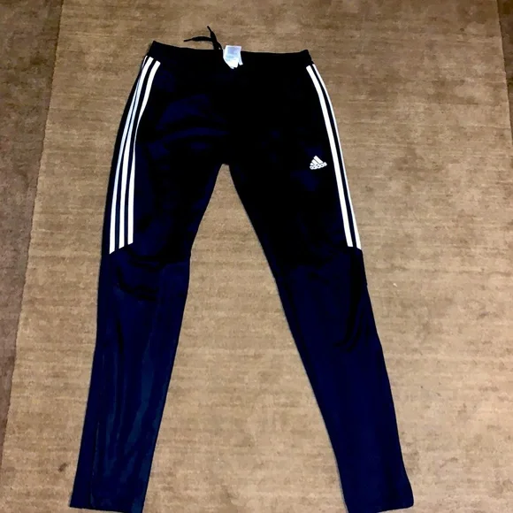 Adidas Black With White Stripe Joggers Size Medium - Picture 1 of 3